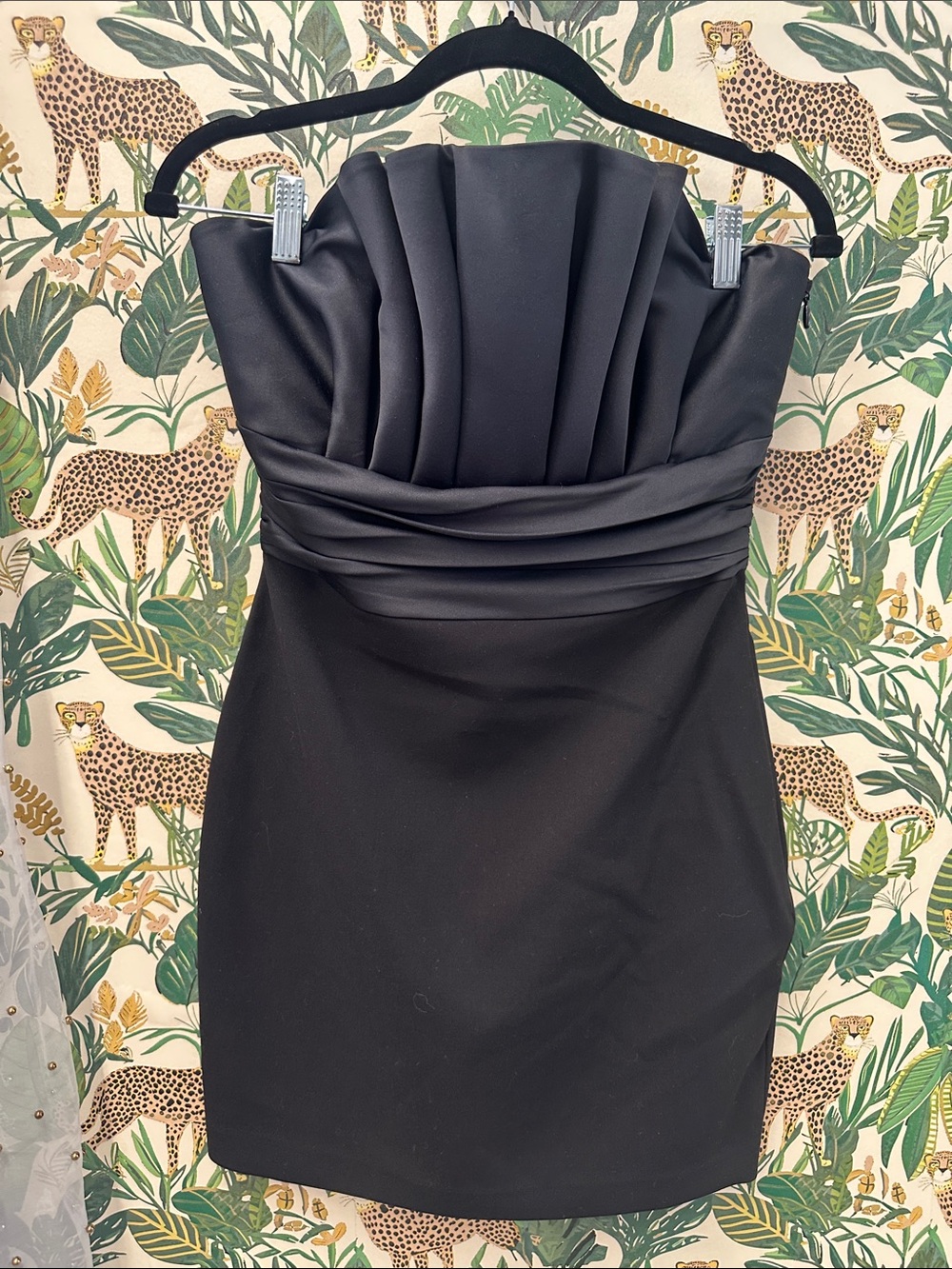 Likely Black Strapless Pleated Bust Mini Dress